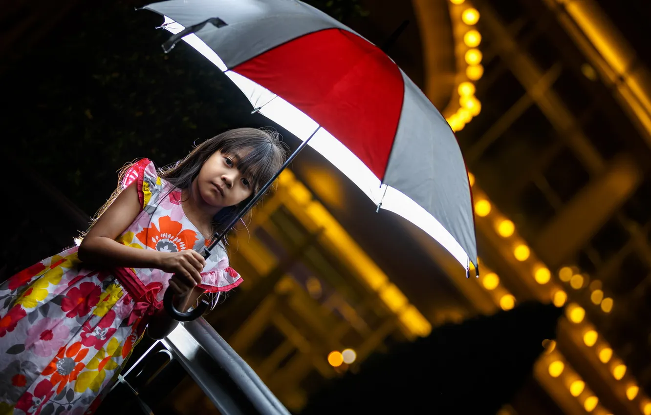 Фото обои настроение, зонт, девочка