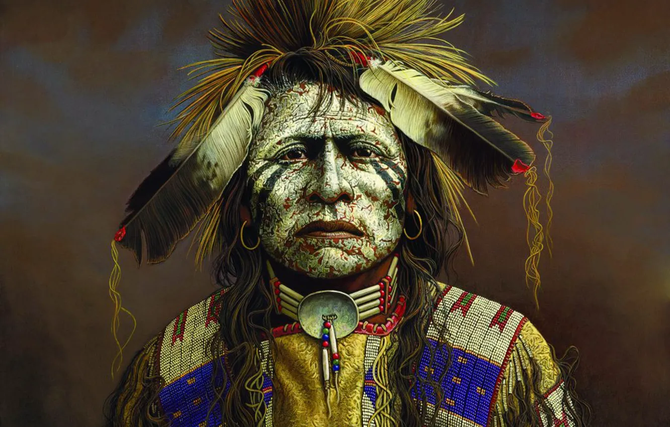 Фото обои art, Mark-Rohrig, Before-the-Sun-Awakens, native american art