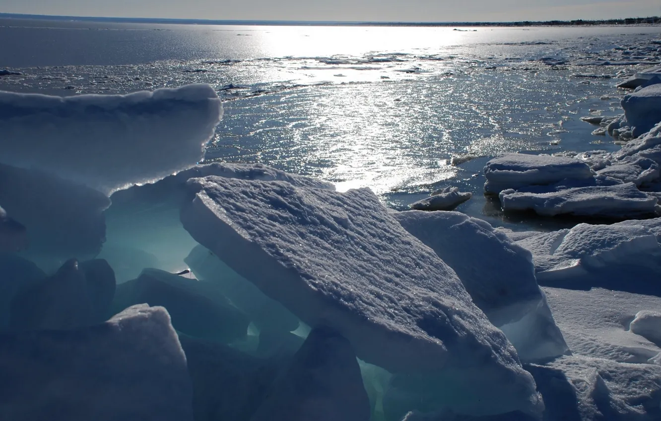 Фото обои зима, Канада, льдины, Canada, Залив Шалёр, Chaleur Bay, Бересфорд, Beresford