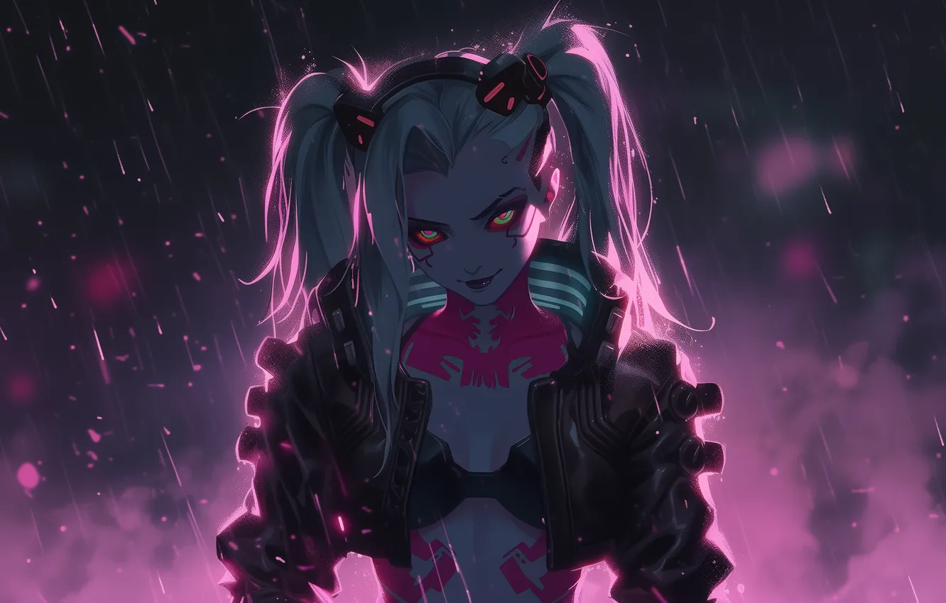Фото обои аниме, арт, киберпанк, cyberpunk, Ребекка, rebecca, киберпанк 2077, cyberpnuk2077