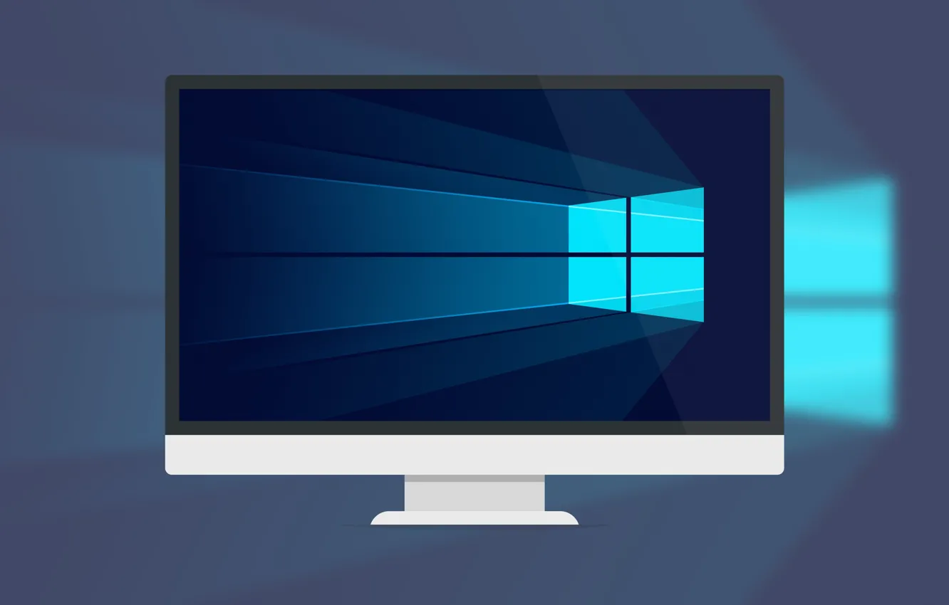 Фото обои фон, окно, монитор, windows 10