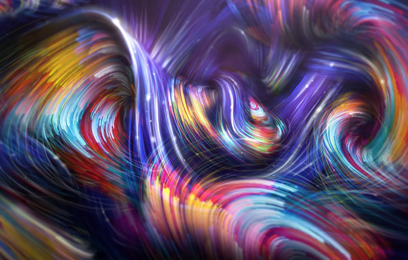 Фото обои волны, линии, абстракция, фон, красочные, Colorful Spiral Waves