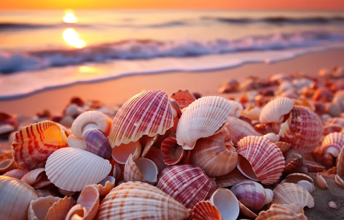Фото обои песок, море, пляж, звезда, ракушки, beach, sea, sand