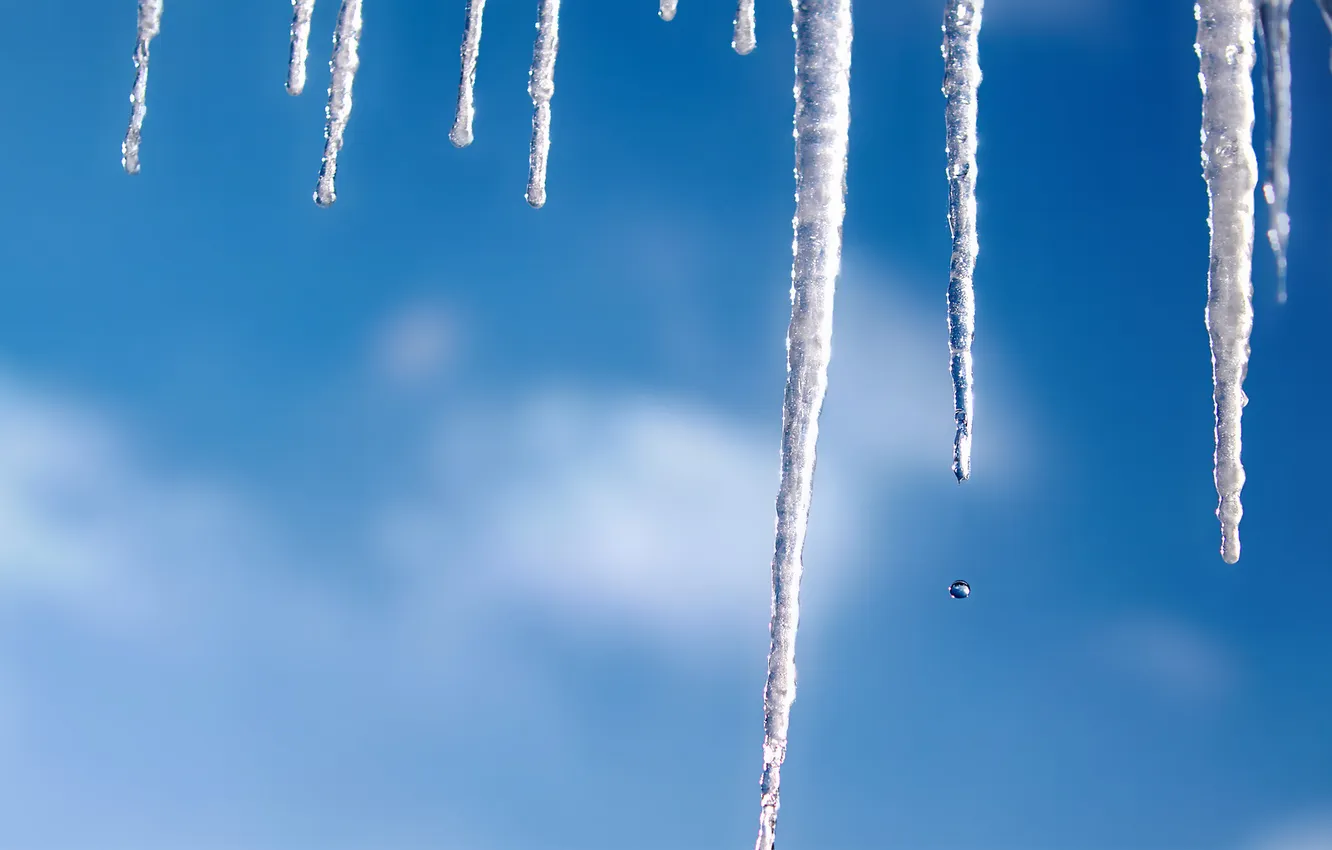 Фото обои зима, небо, сосульки, Winter Icicles