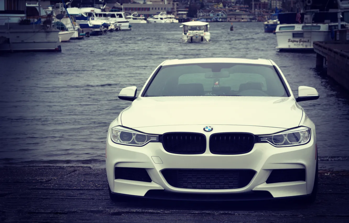 Фото обои фары, BMW, white, спереди, stance, f30