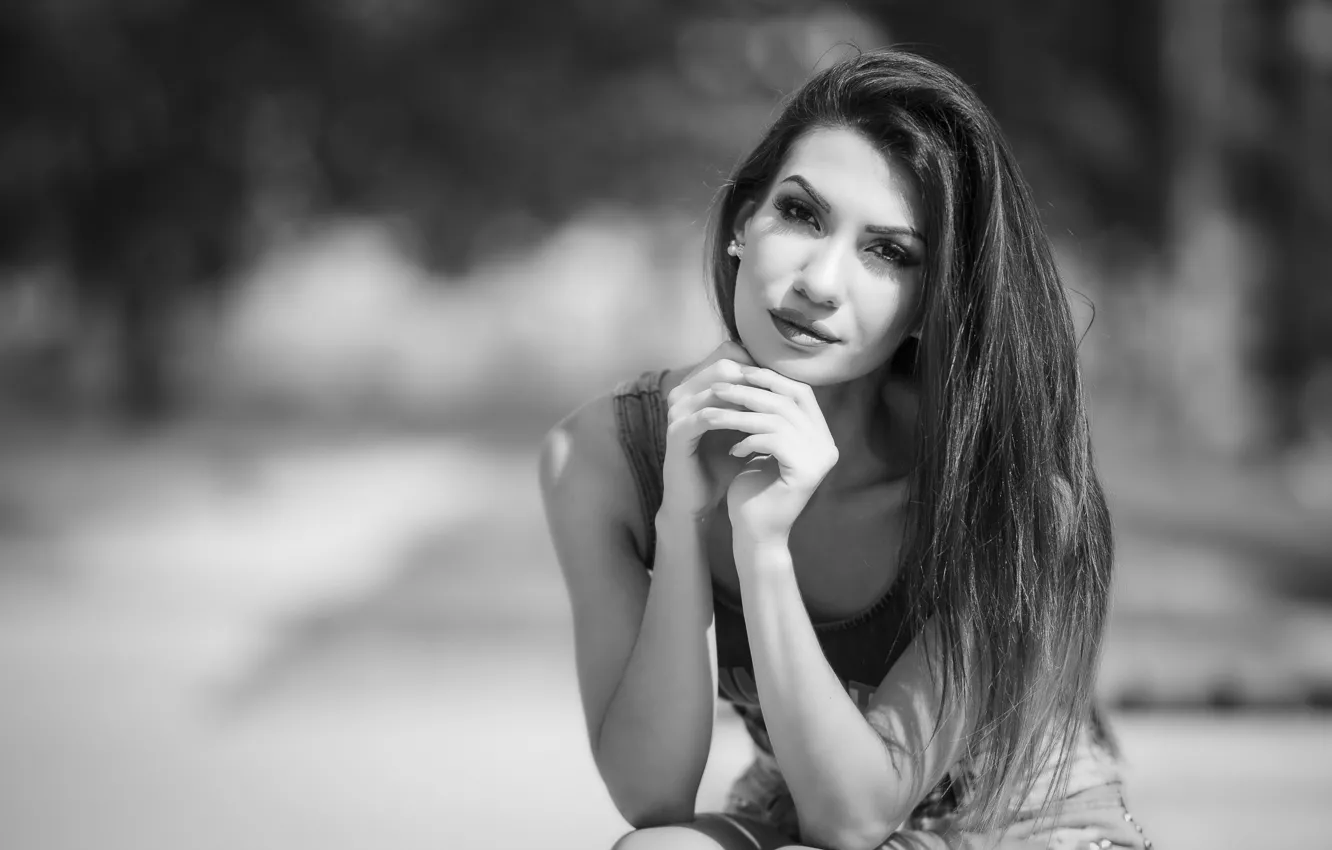 Фото обои взгляд, лицо, модель, волосы, Daniela