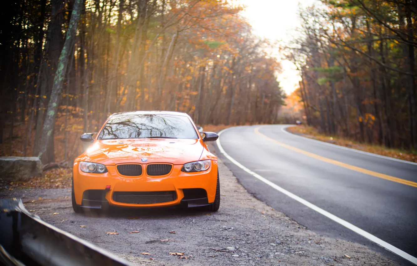 Фото обои BMW, Autumn, E92, M3, Front view