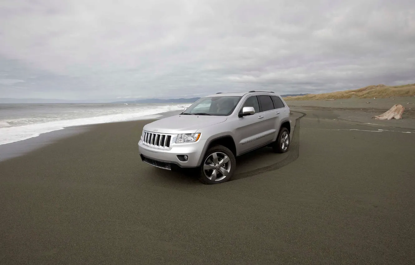 Фото обои песок, побережье, Jeep, Grand Cherokee