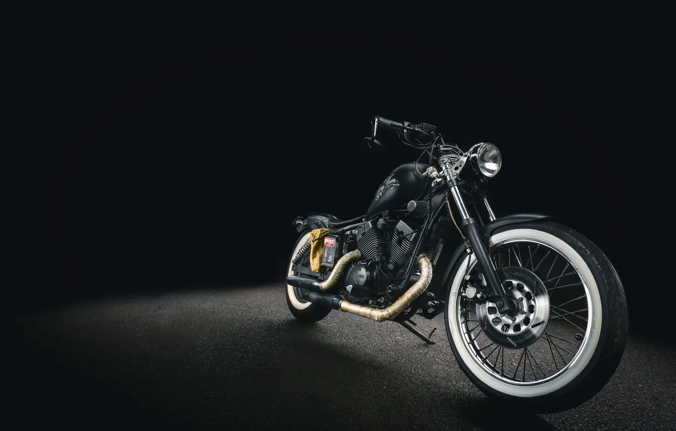 Фото обои Мотоцикл, Harley Davidson, Тёмный Фон