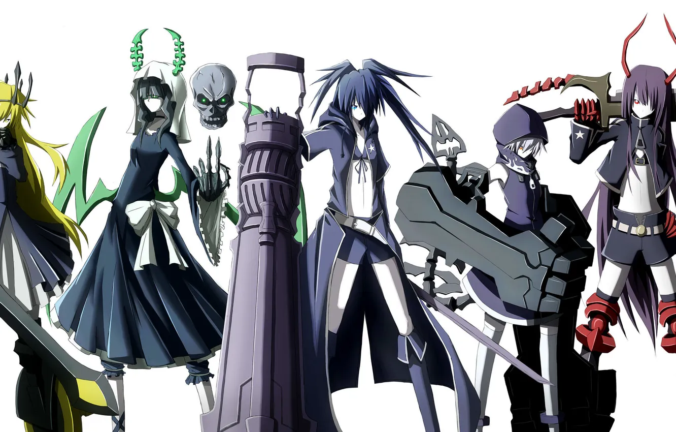 Фото обои оружие, девушки, аниме, арт, black rock shooter, takanashi yomi, strength, Dead Master
