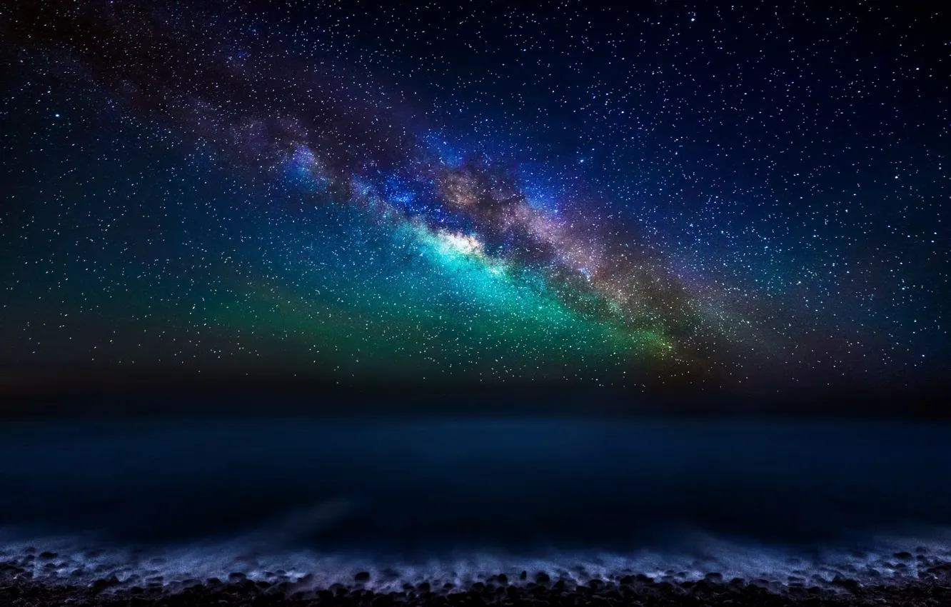 Фото обои небо, звезды, ночь, млечный путь, Канарские острова, Атлантический океан