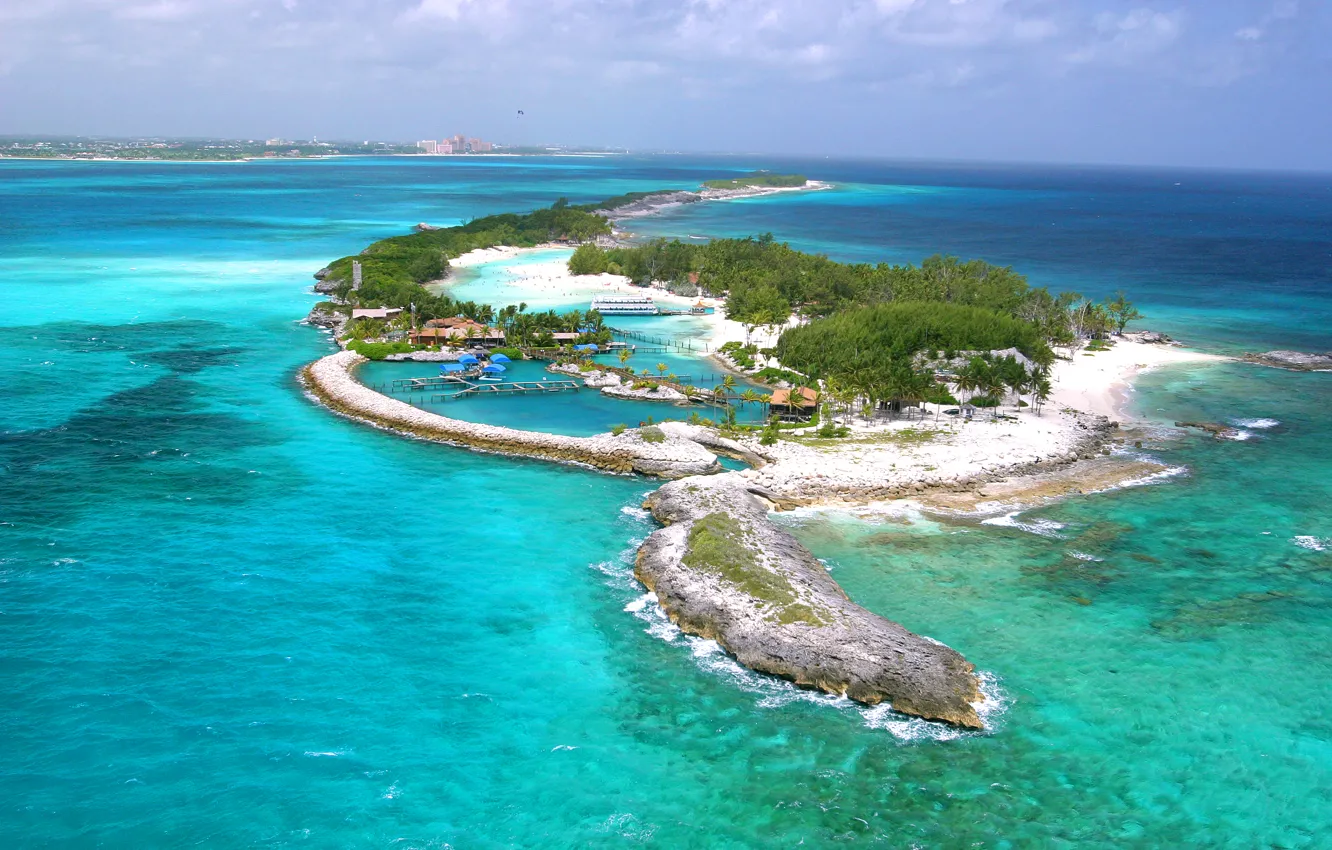 Фото обои океан, остров, курорт, лагуна, Bahamas, Island Salt Cay