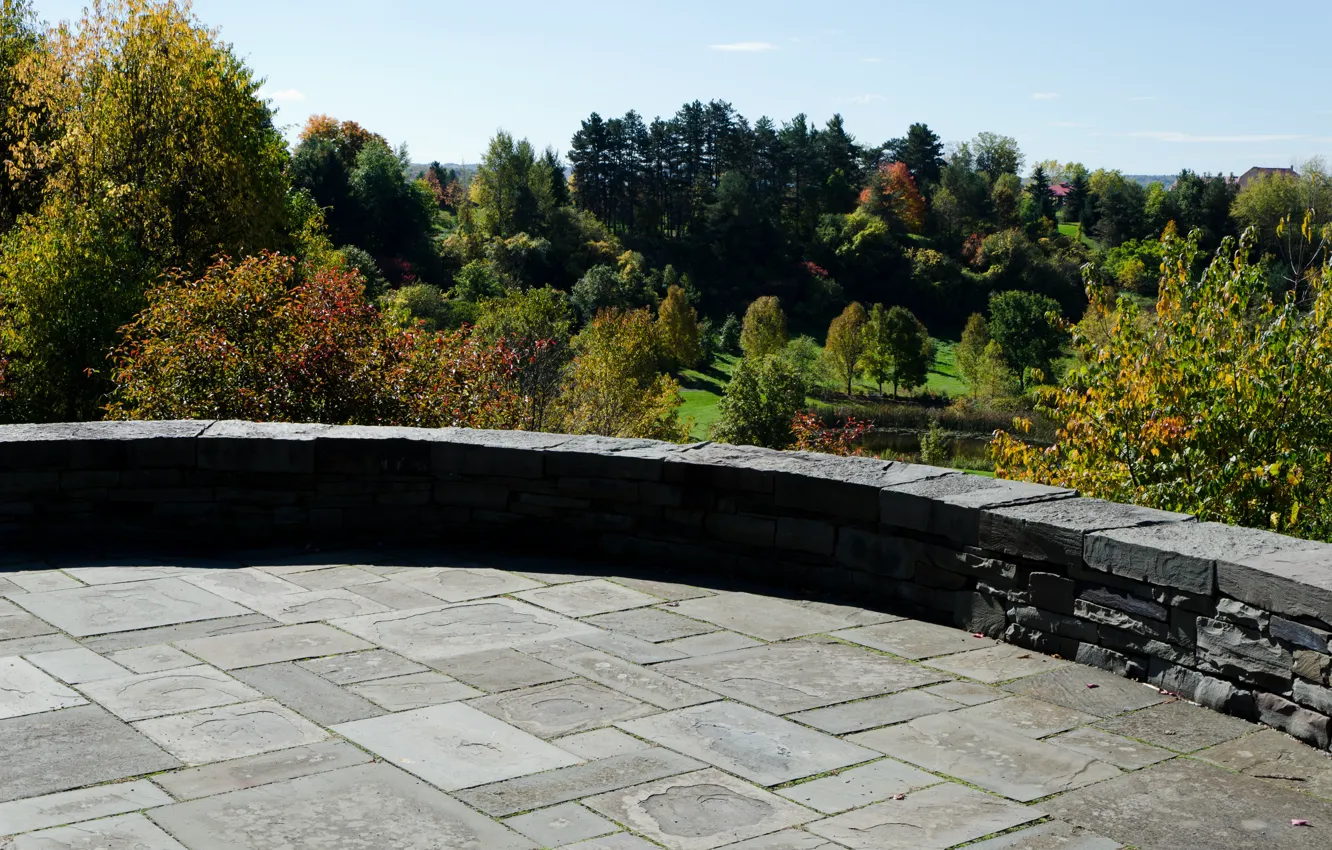 Фото обои Осень, Панорама, USA, США, Fall, Autumn, Panorama, Cornell Plantations