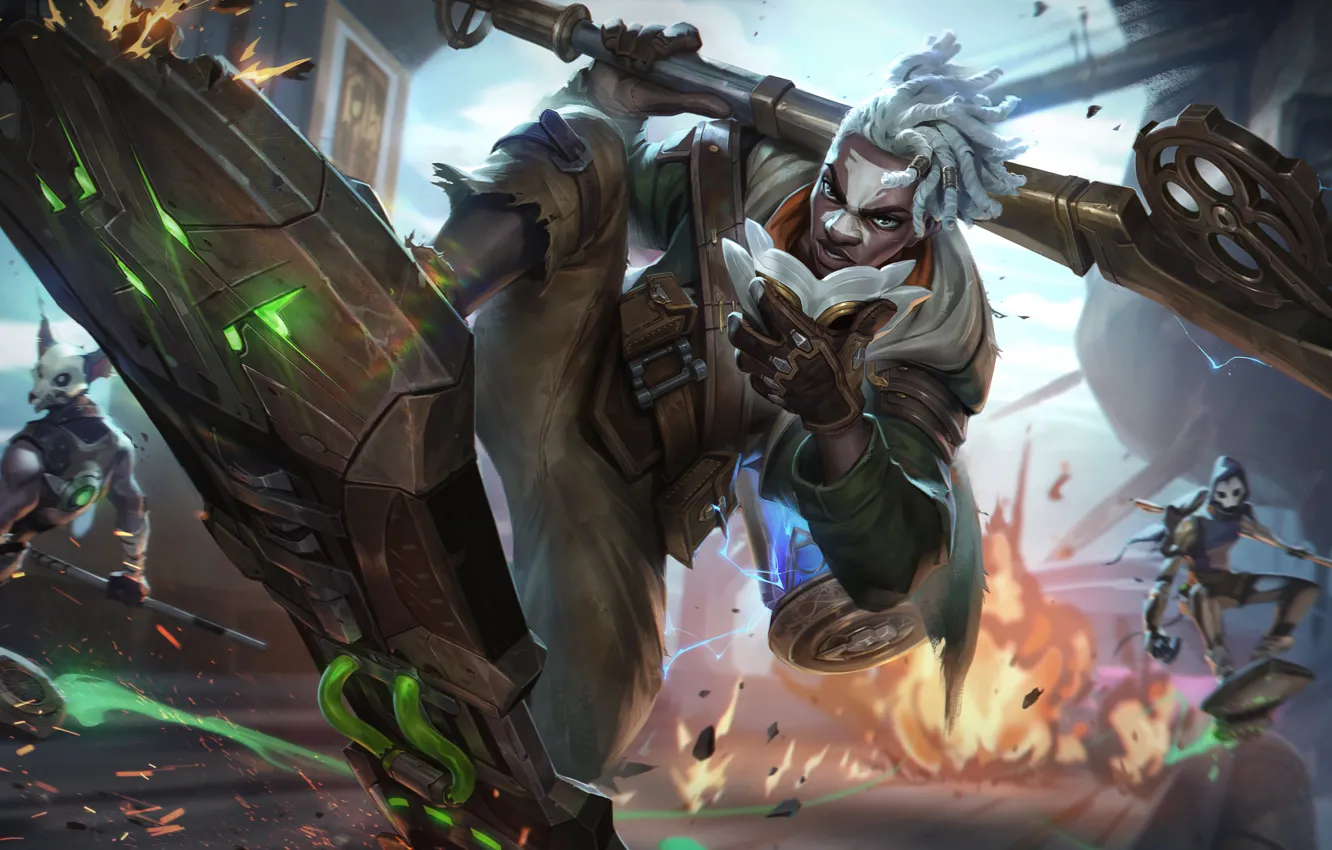 Фото обои оружие, огонь, гонка, игра, дреды, персонаж, League of Legends, LOL