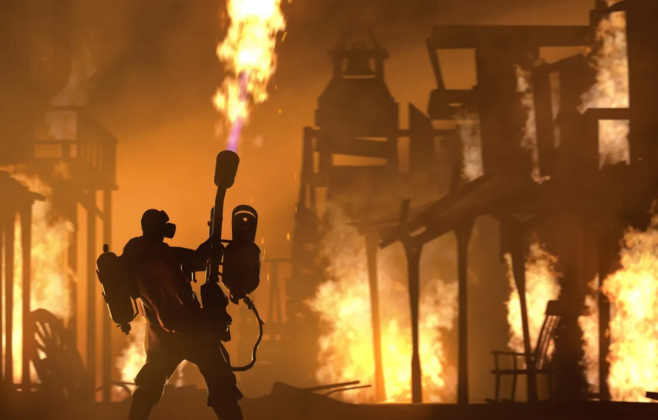 Фото обои огонь, Valve, Team Fortress 2, Pyro, Поджигатель, Пиро