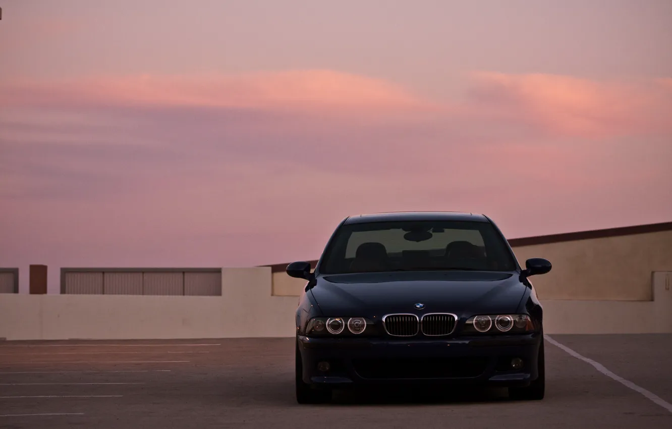 Фото обои BMW, Black, Sunset, E39, M5