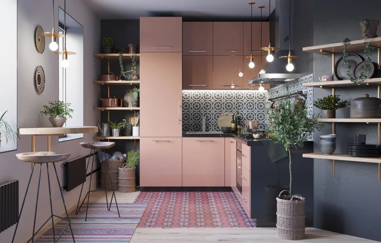 Фото обои дизайн, стиль, интерьер, кухня, столовая, скандинавский, apartment for a single