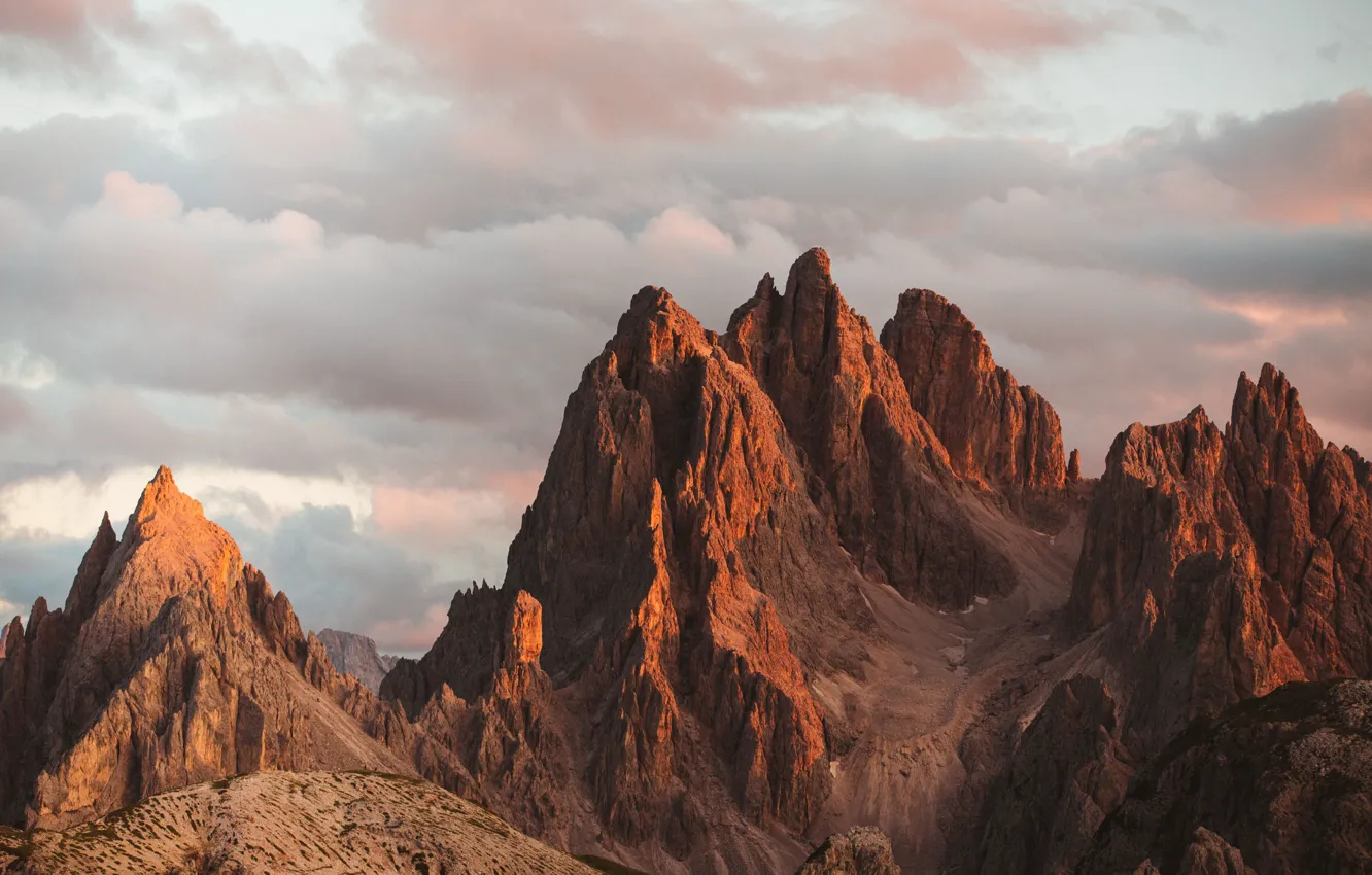 Фото обои небо, облака, горы, природа, скалы, Италия, Italy, Dolomites