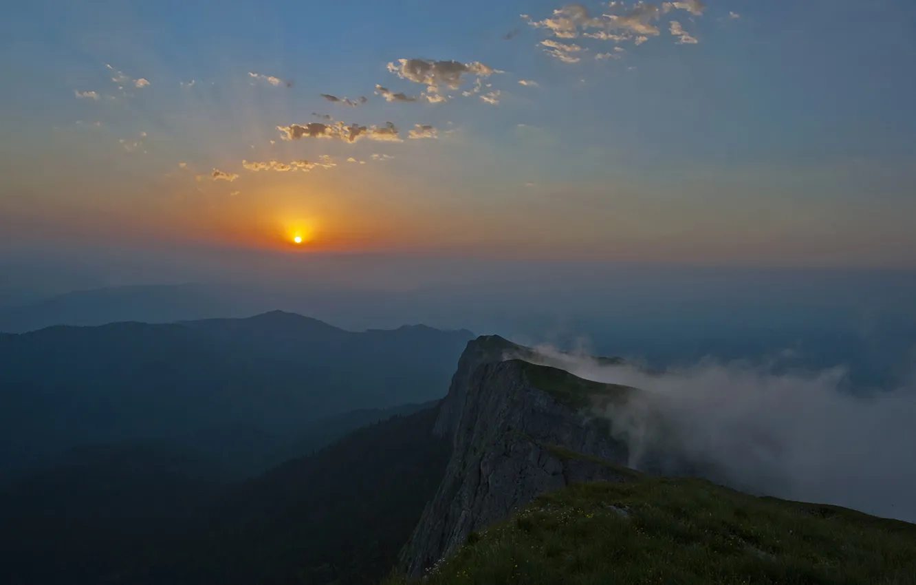 Фото обои закат, гора, Кавказ, Большой Тхач