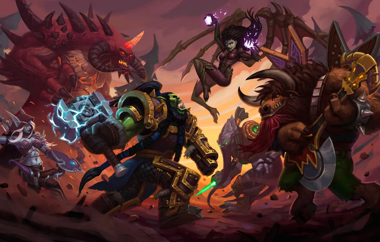 Фото обои starcraft, zerg, diablo, warcraft, Zeratul, sarah kerrigan, Sylvanas, Heroes of the Storm