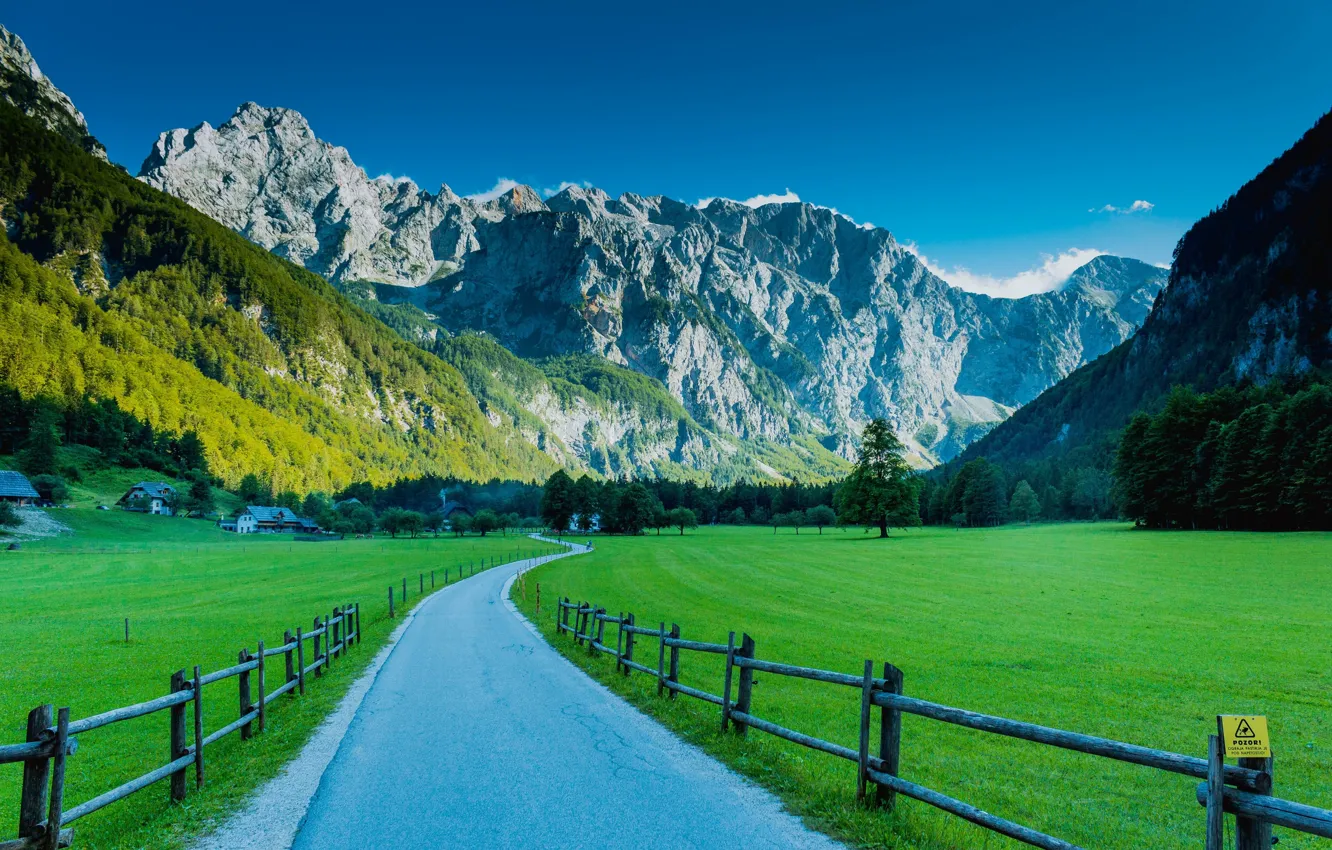 Фото обои mountains, slovenia, logar valley road, kamnik alps