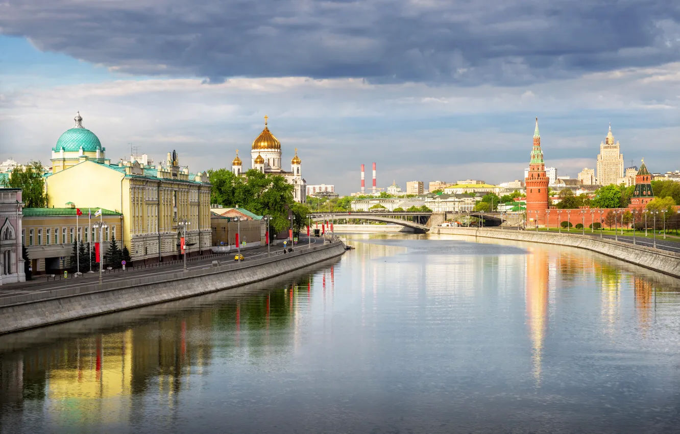 Фото обои мост, река, Москва, канал, Россия, Moscow, Rivers