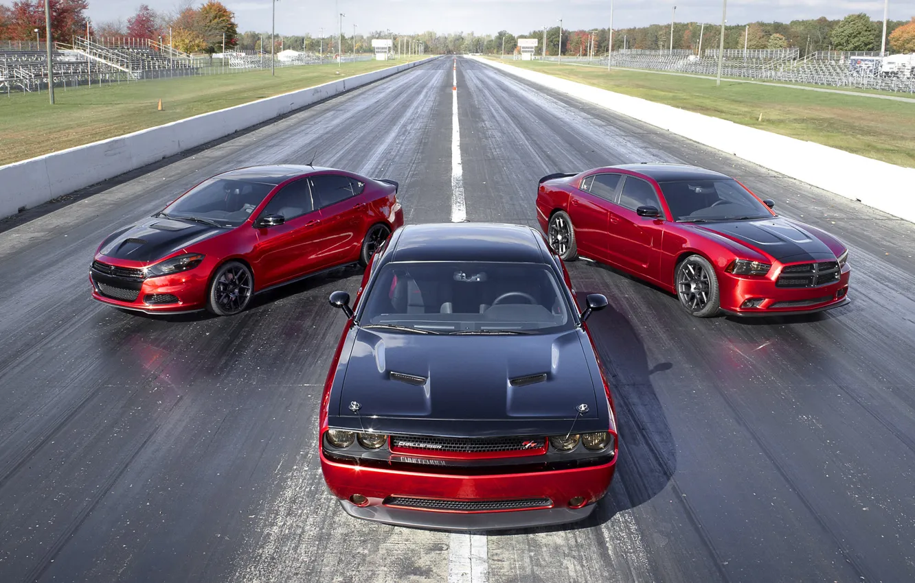 Фото обои Dodge, Red, Charger RT, Challenger RT, Dart GT