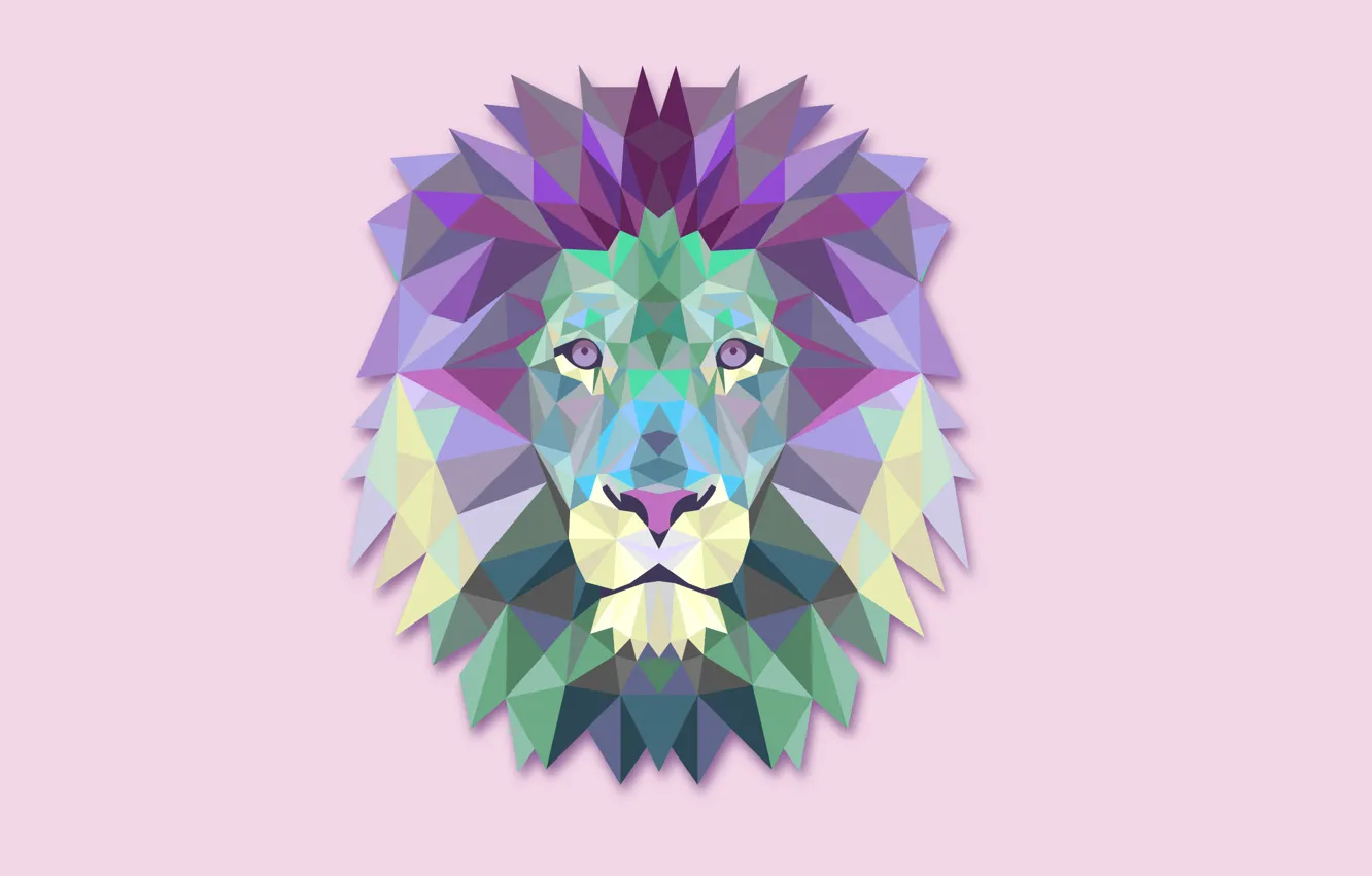 Фото обои абстракция, минимализм, лев, светлый фон, lion