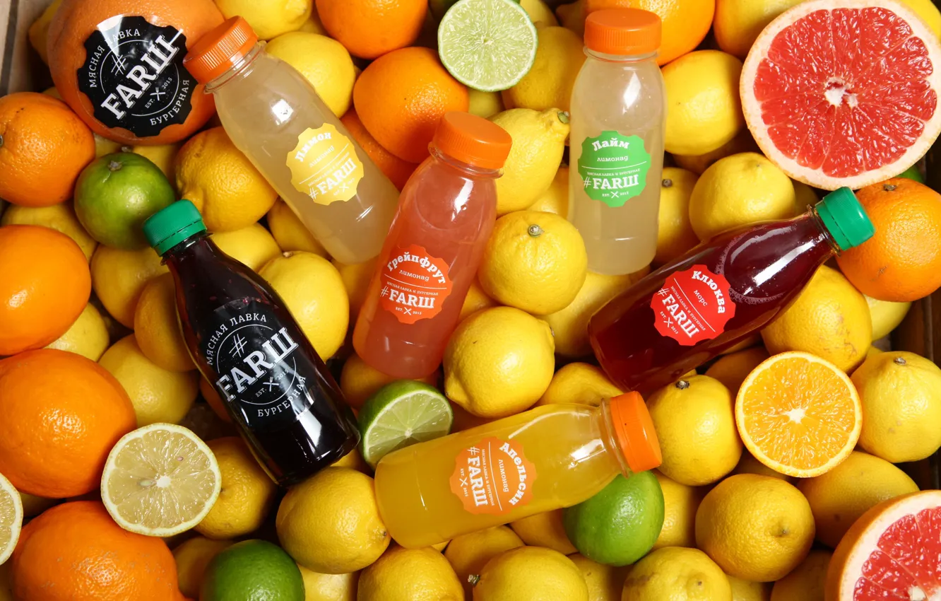 Фото обои лимон, апельсин, сок, напиток, цитрусы, грейпфрут
