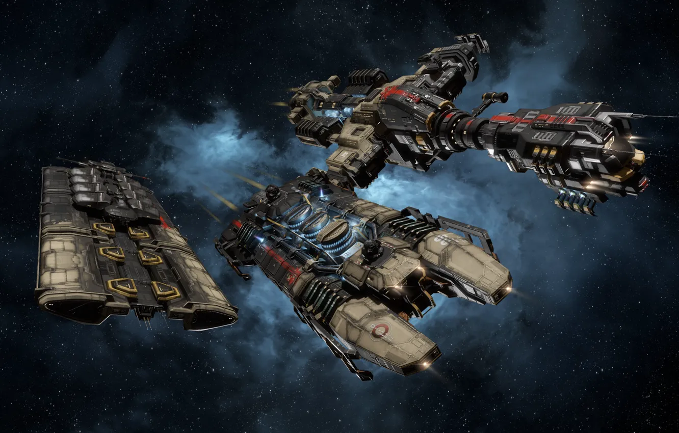 Фото обои туманность, Космос, space, космический корабль, eve online, space ship, космоопера
