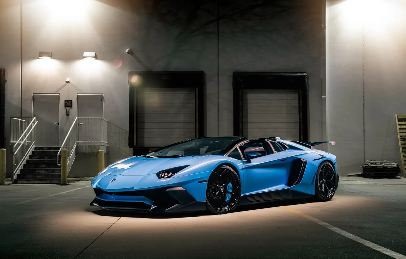Фото обои Lamborghini, Light, Blue, Aventador, VAG