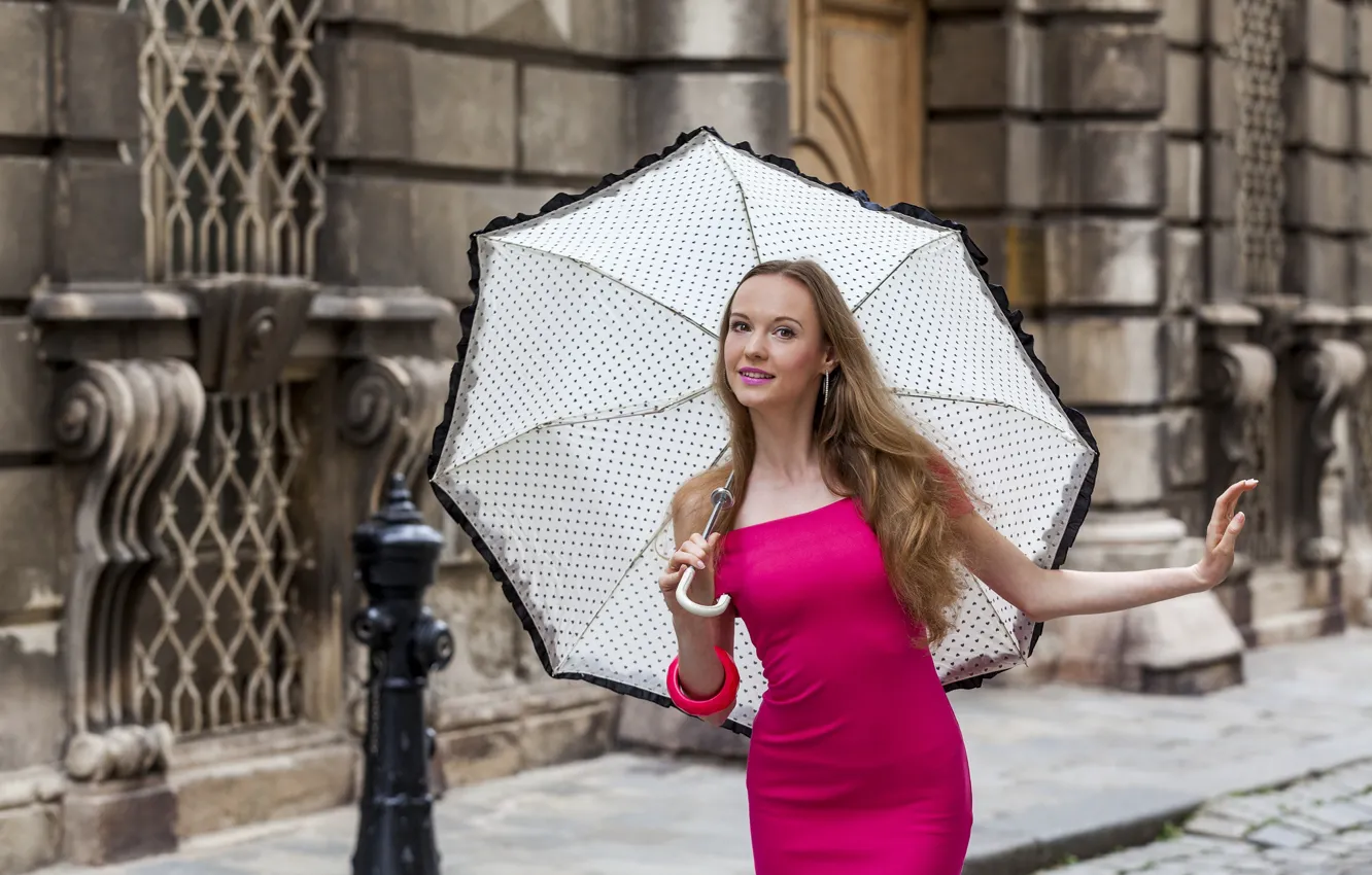 Фото обои девушка, зонтик, модель, платье, Anastasiya