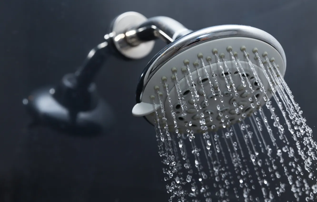 Фото обои metal, water, shower, water droplets
