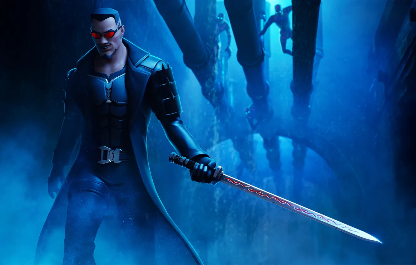 Фото обои Вампиры, Меч, Охотник, Blade, Трубы, Fortnite