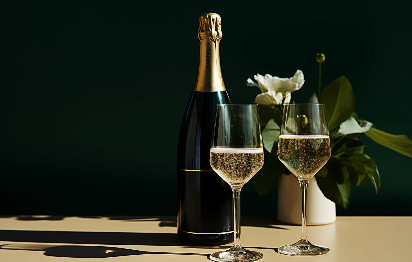 Фото обои celebration, champagne, elegance, flute, reflects