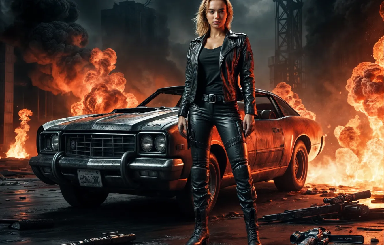 Фото обои девушка, Kristanna Loken, terminator, изображение сгенерировано ИИ