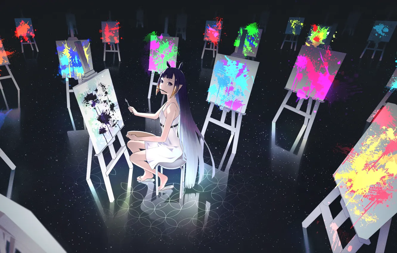 Фото обои девушка, картины, Hololive, Ninomae Inanis, виртуальный ютубер, by KuroiEnpitsu