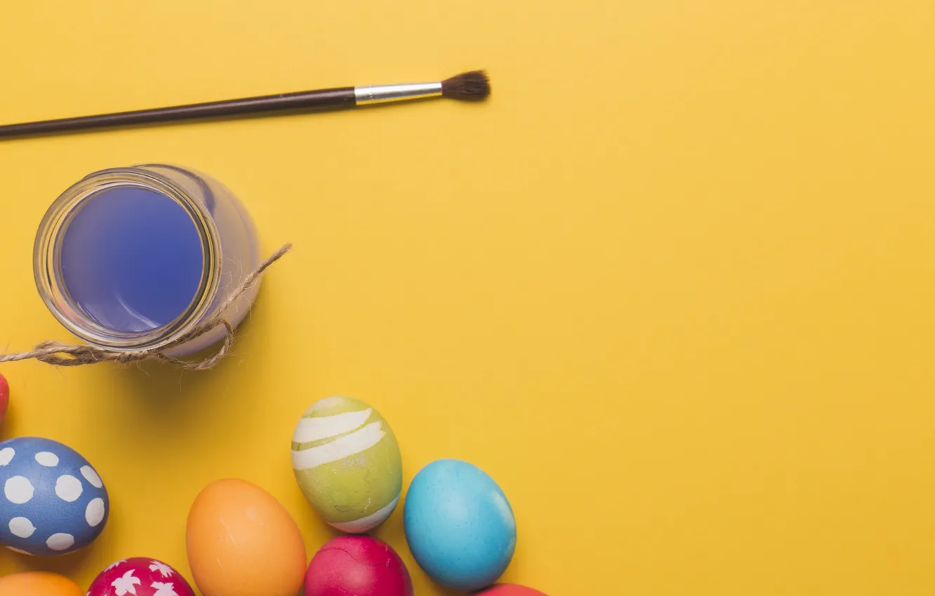 Фото обои краски, яйца, пасха, Праздник, кисти