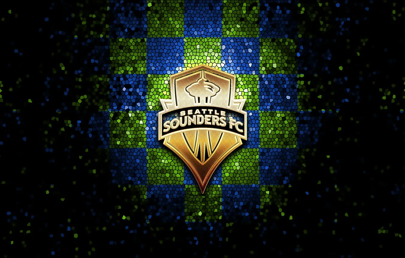 Фото обои wallpaper, sport, logo, football, glitter, checkered, MLS, Seattle Sounders
