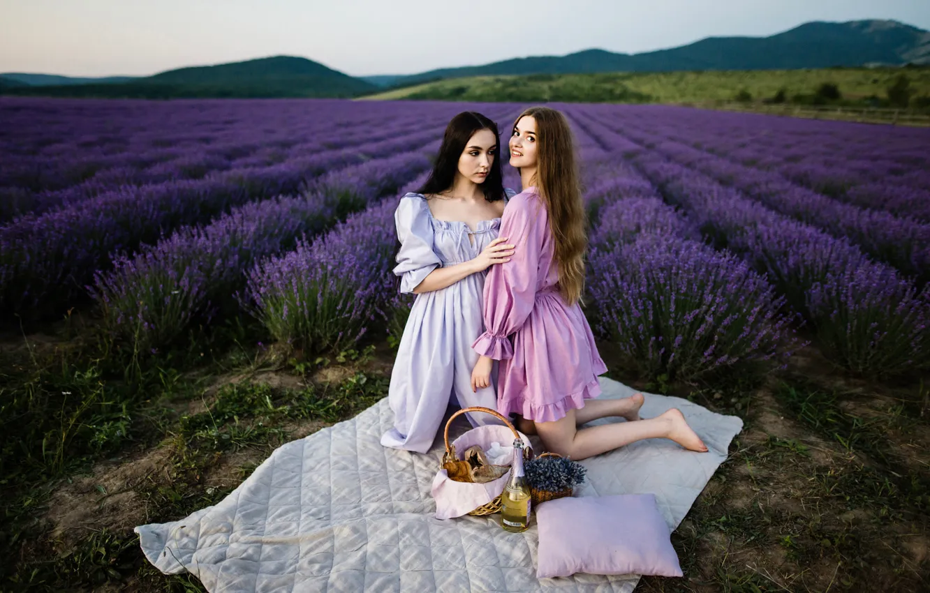 Фото обои поле, лето, взгляд, девушка, цветы, поза, улыбка, девушки
