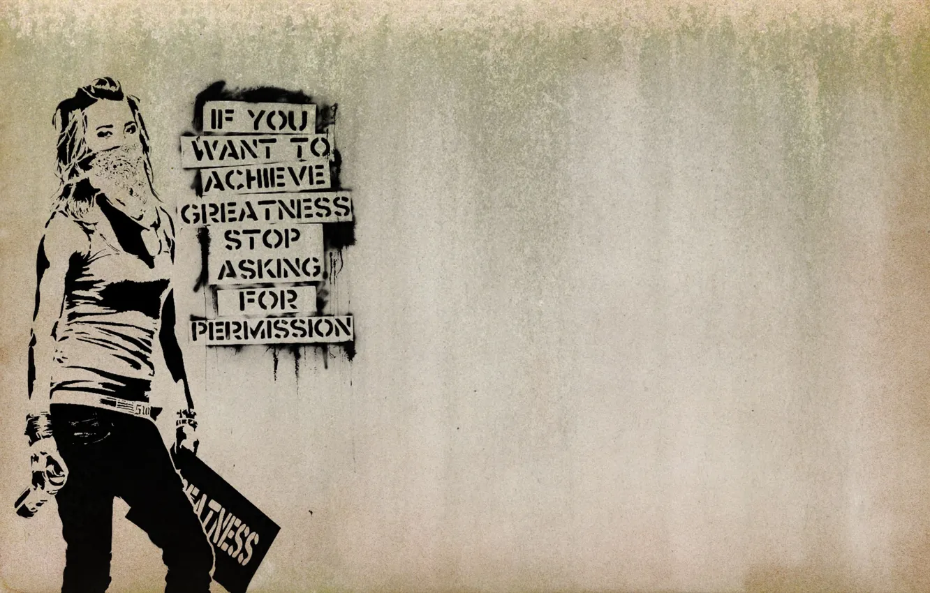 Фото обои свобода, девушка, граффити, маска, повязка, мнение, сопротивление