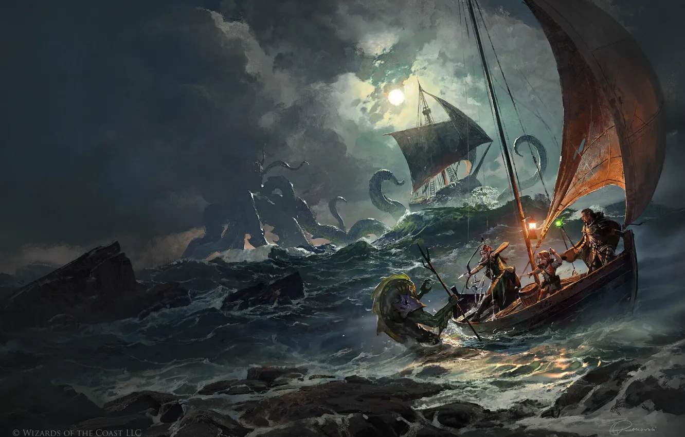 Фото обои волны, камни, лодки, нападение, ghosts of saltmarsh