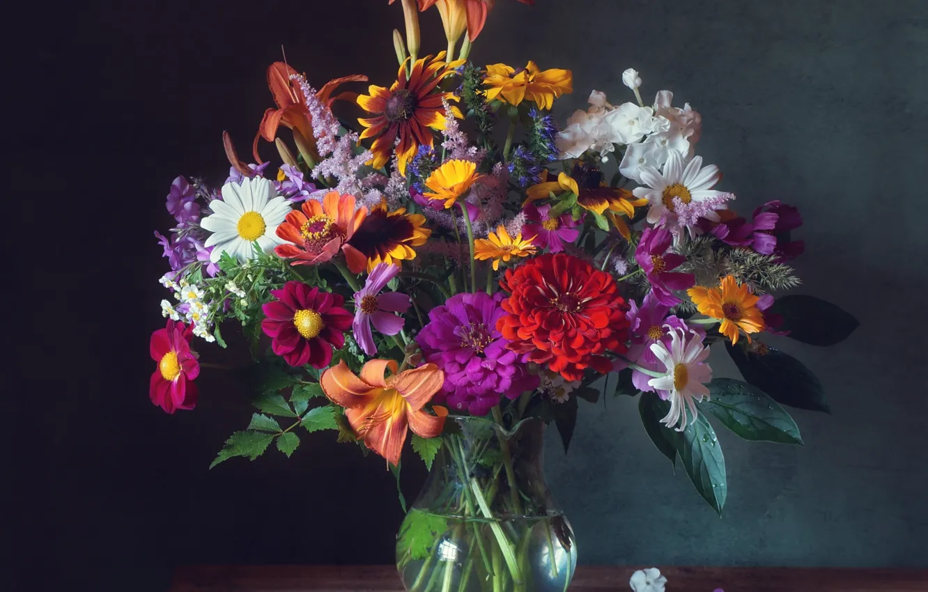 Фото обои цветы, букет, ваза