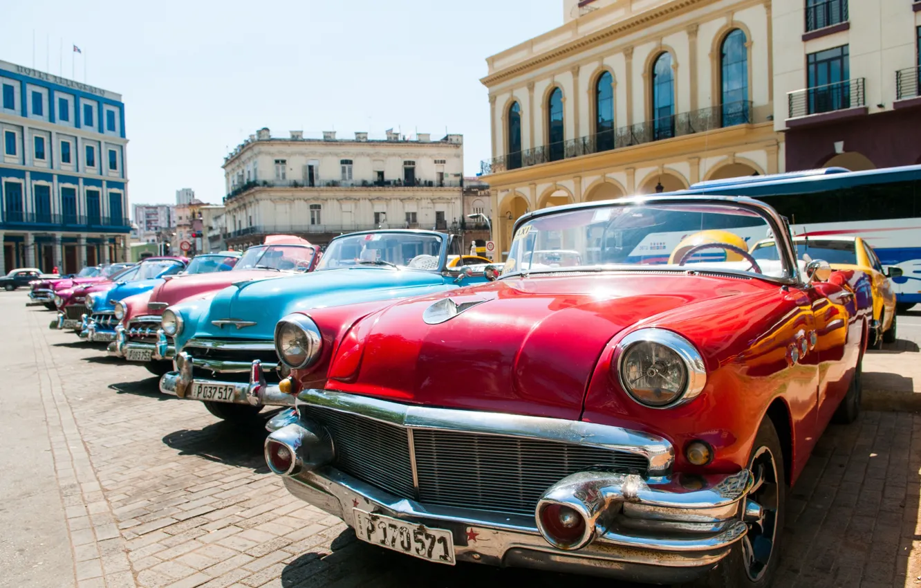 Фото обои car, city, vintage, cuba, old car