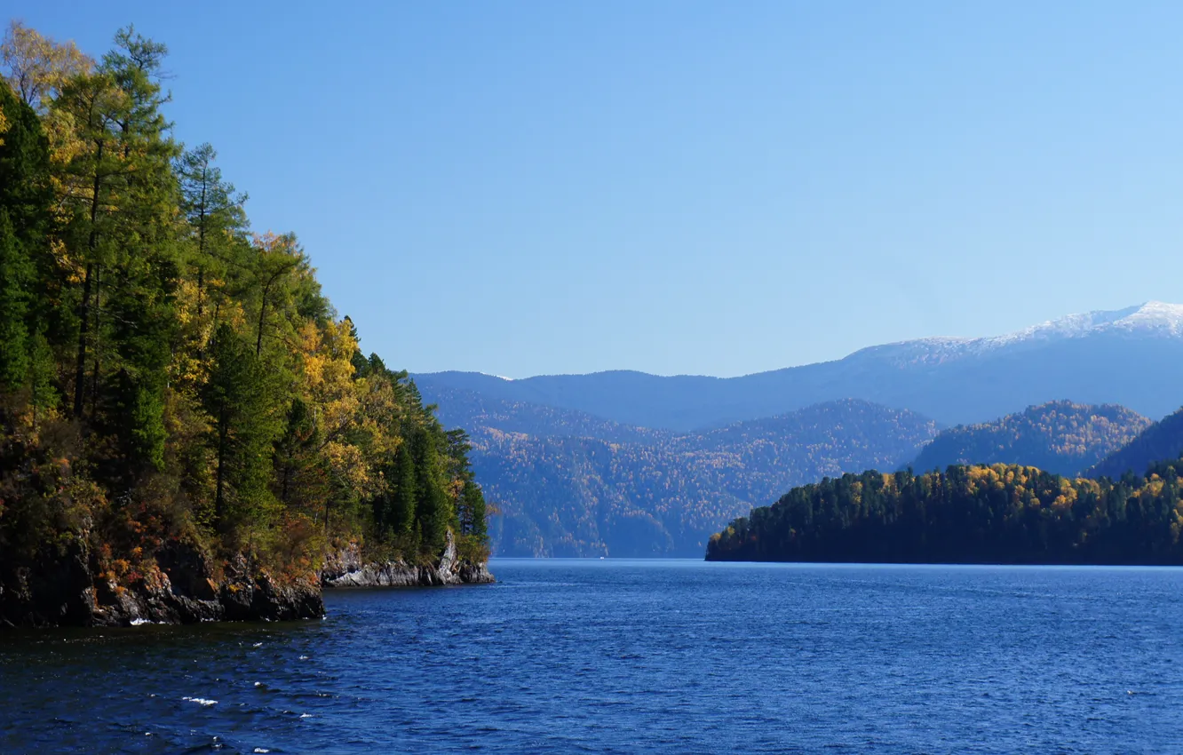 Фото обои горы, Озеро, горный алтай, телецкое озеро