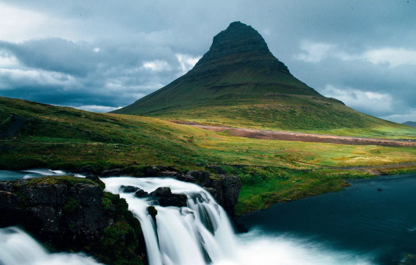 Фото обои Река, Лето, Исландия, Summer, Iceland, River, Kirkjufellsfoss, Grundarfjordur