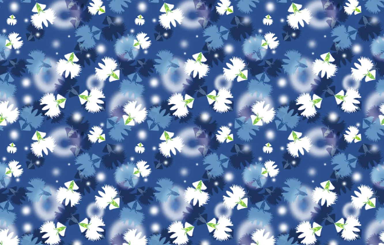 Фото обои текстура, синий фон, бесшовный, белый цветки