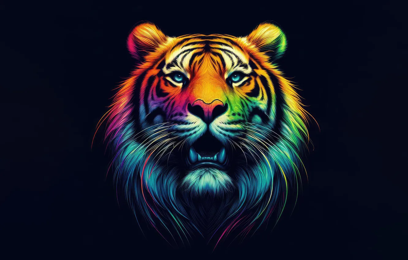 Фото обои minimal, tiger, ai art