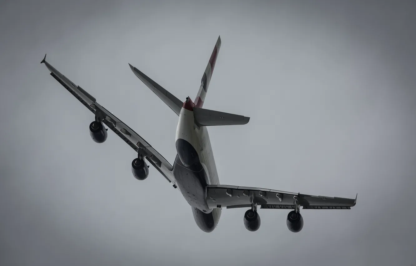 Фото обои самолёт, реактивный, пассажирский, широкофюзеляжный, двухпалубный, Airbus A380, четырехдвигательный