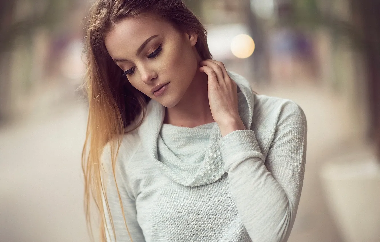 Фото обои девушка, улица, боке, April